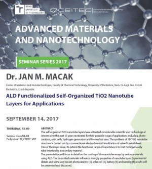 Advanced Materials and Nanotechnology Seminar Series 2017: Dr. Jan M. Macak