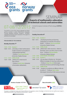 SEMINAR: Aspects of mathematics education at technical schools and universities